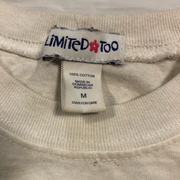 Limited Too Women’s Long Sleeve 100% Cotton White Graphic Top size M - Picture 3 of 8